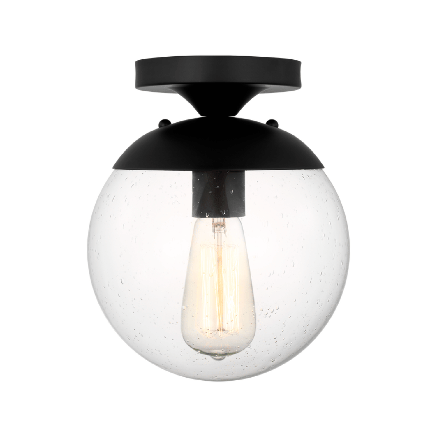Leo - Clear Seeded Glass One Light Semi-Flush Mount - Essentials