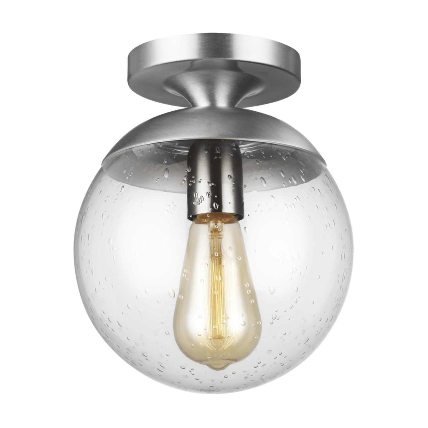 Leo - Clear Seeded Glass One Light Semi-Flush Mount - Essentials